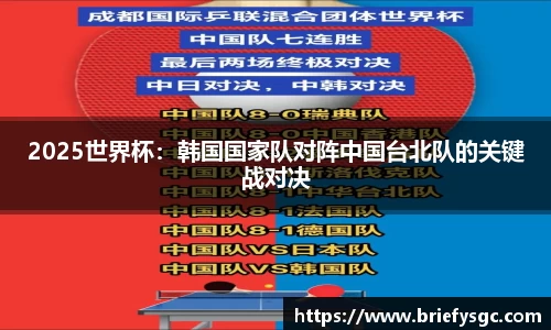 2025世界杯：韩国国家队对阵中国台北队的关键战对决